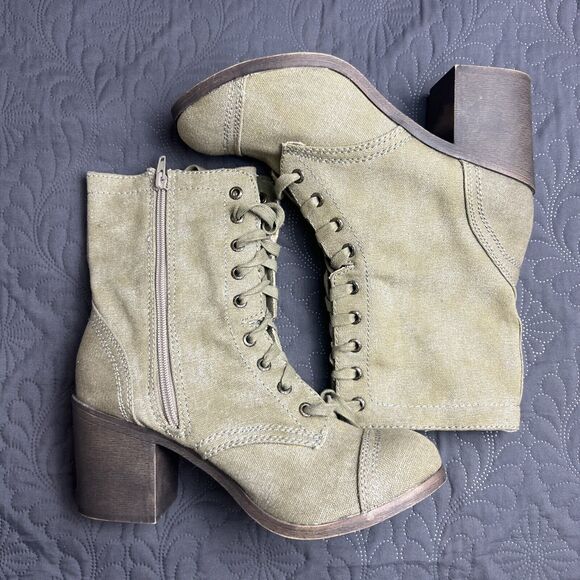 Rock & Candy Military Style Kiss Bliss Lace Up Boots Olive SZ US 10 NEW Gorpcore - Picture 6 of 11